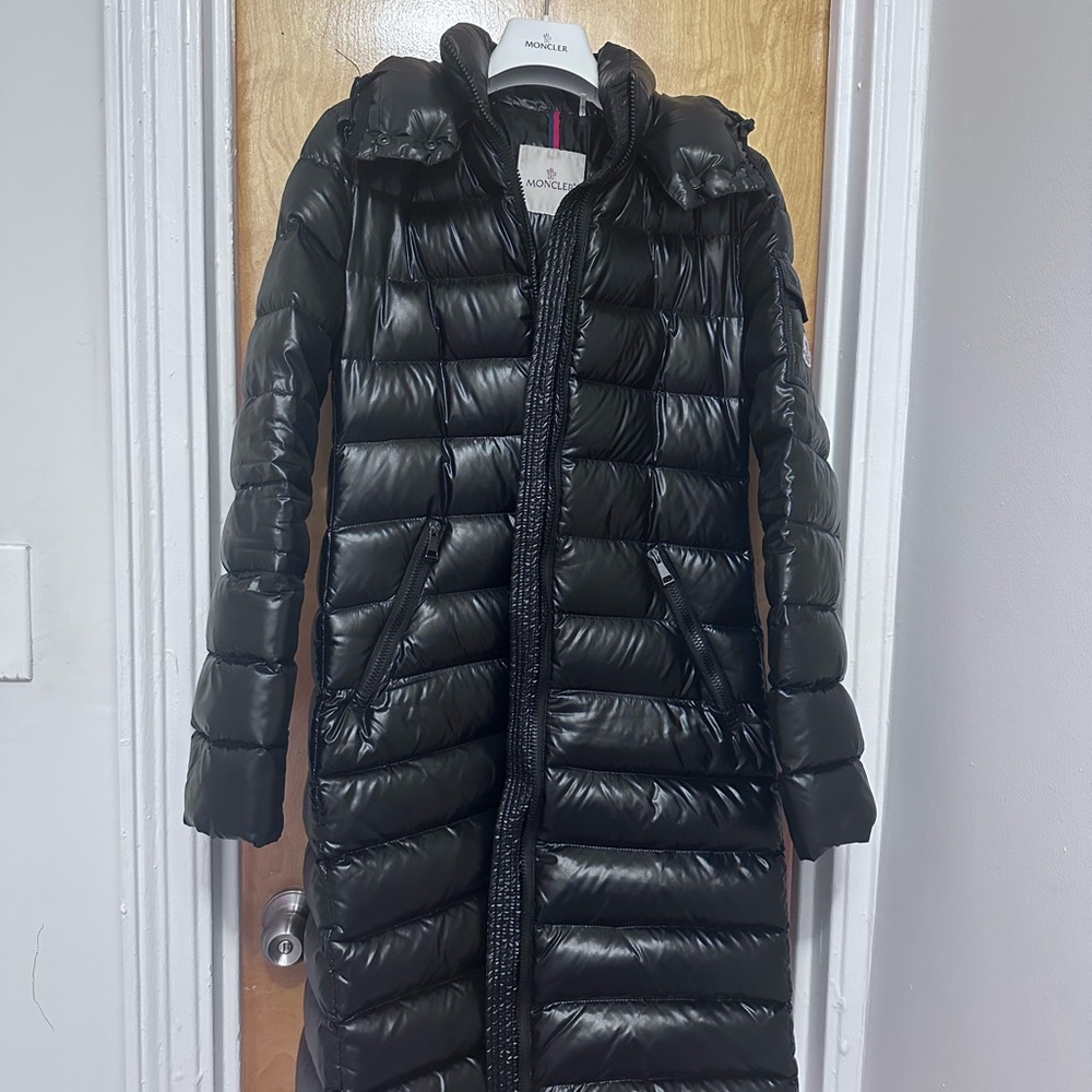 Moncler Shiny Black Long Puffer Jacket